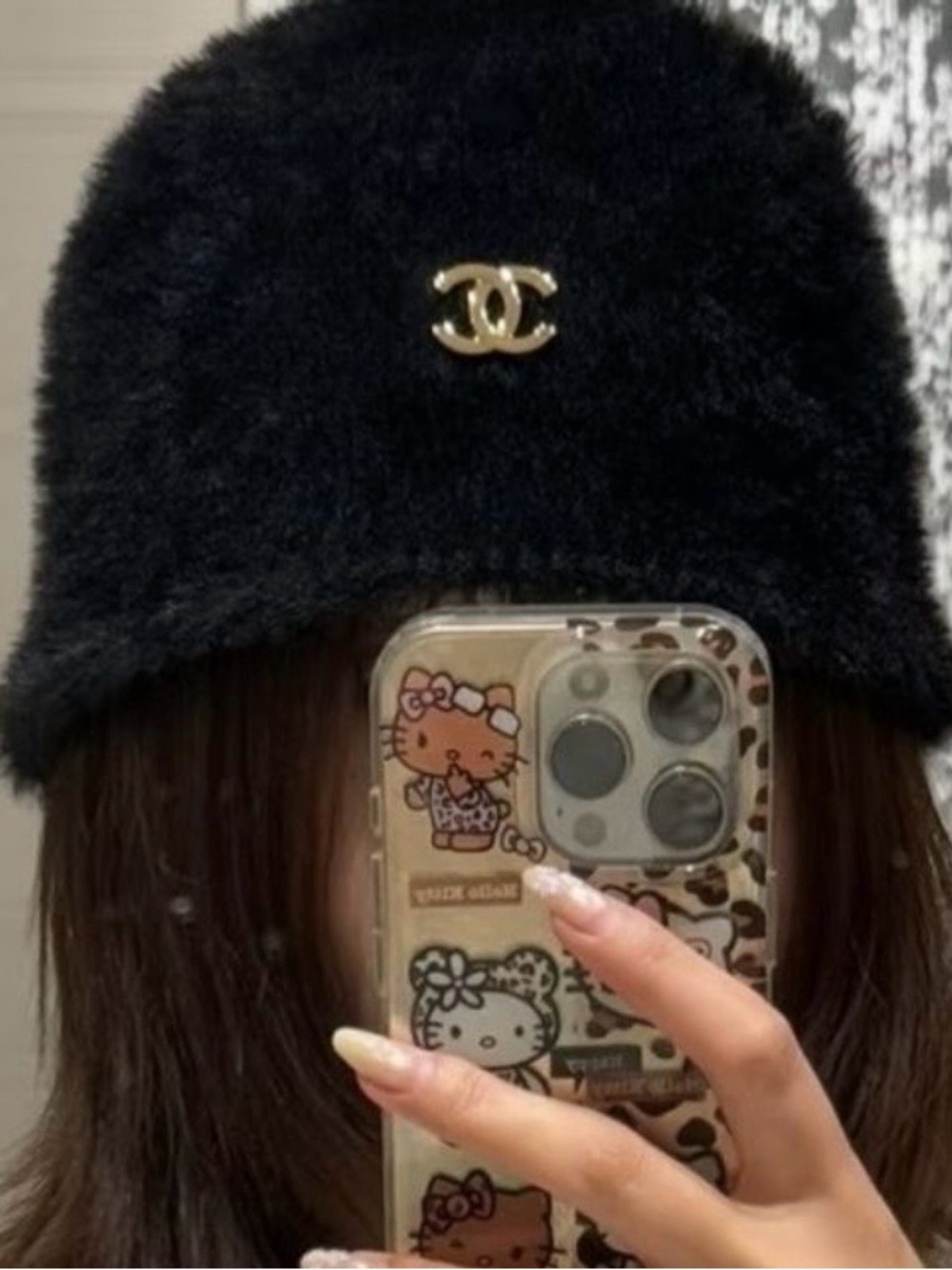 Fashion Cloche Hat Letter C 2026 Black with Gold Tone Metal Accent - Picture 5 of 5